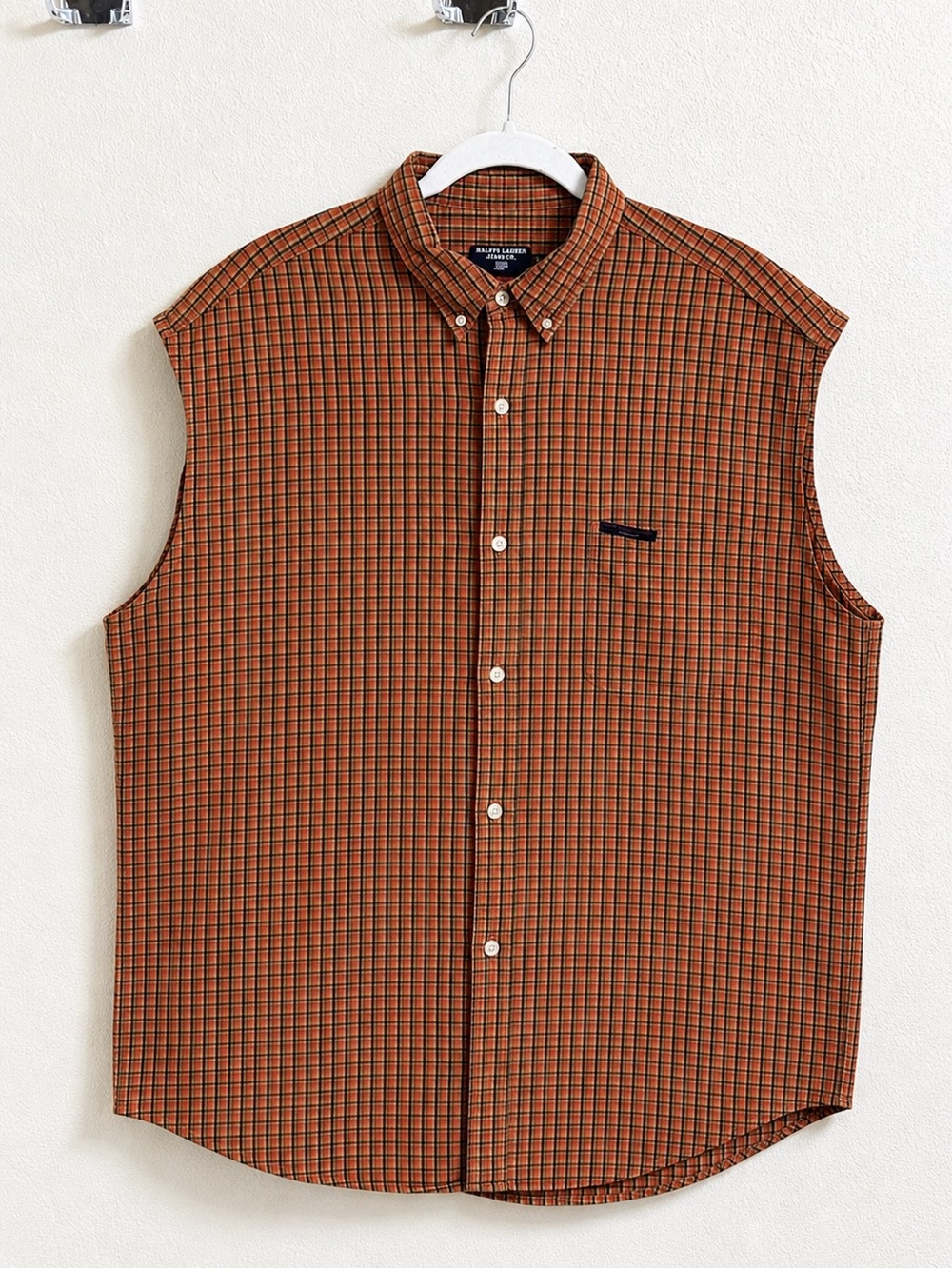 Ralph Lauren Jeans Co. Sleeveless Plaid Button-Up Shirt – XL | Vintage-Inspired